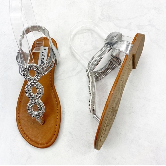 [Steve Madden] Silver Rhinestone Slip On Sandals - Picture 2 of 5